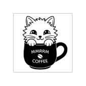 Cute Cartoon Kitten in Coffee Mug Custom Text ラバースタンプ (インプリント)