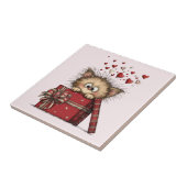 Cute Cartoon Kitten with Hearts タイル (側面)