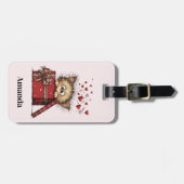 Cute Cartoon Kitten with Hearts ラゲッジタグ (正面横)