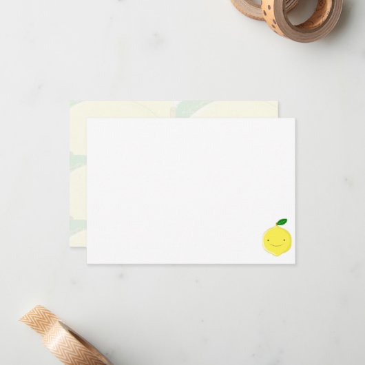 Cute Cartoon Lemon Blank ノートカード (正面/裏面インサイチュ)
