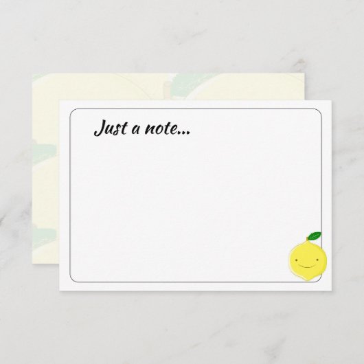 Cute Cartoon Lemon Custom Just a Note ノートカード (正面/裏面)