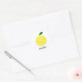 Cute Cartoon Lemon Custom Name ラウンドシール (封筒)