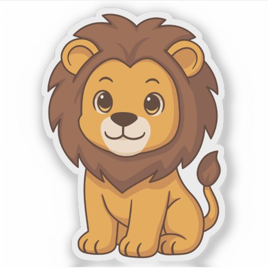 Cute Cartoon Lion シール (正面)