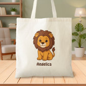 Cute Cartoon Lion Custom Name トートバッグ