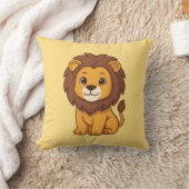Cute Cartoon Lion on Yellow クッション (ブランケット)