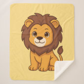 Cute Cartoon Lion on Yellow シェルパブランケット (正面)