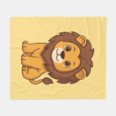 Cute Cartoon Lion on Yellow フリースブランケット (正面(横))