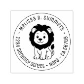 Cute Cartoon Lion Round Address セルフインキングスタンプ (デザイン)