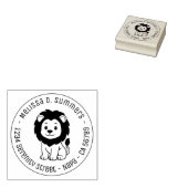 Cute Cartoon Lion Round Address ラバースタンプ (押印)