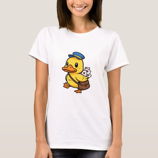 Cute Cartoon Mailman Duck Delivering Love Letters Tシャツ (正面)