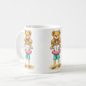 Cute Cartoon Man with Giant Teddy Bear Summer Fun コーヒーマグカップ (正面左)