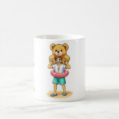 Cute Cartoon Man with Giant Teddy Bear Summer Fun コーヒーマグカップ (中央)