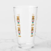 Cute Cartoon Man with Giant Teddy Bear Summer Fun タンブラーグラス (左)