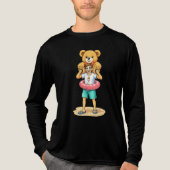 Cute Cartoon Man with Giant Teddy Bear Summer Fun トライブレンドＴシャツ (正面)