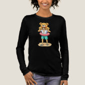 Cute Cartoon Man with Giant Teddy Bear Summer Fun トライブレンドＴシャツ (正面)