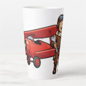 Cute Cartoon Mechanic with Red Car Illustration カフェラテマグ (正面)