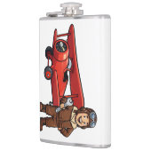 Cute Cartoon Mechanic with Red Car Illustration フラスク (左)