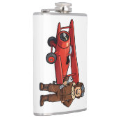 Cute Cartoon Mechanic with Red Car Illustration フラスク (右)