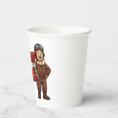 Cute Cartoon Mechanic with Red Car Illustration 紙コップ (左)