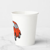 Cute Cartoon Mechanic with Red Car Illustration 紙コップ (左)