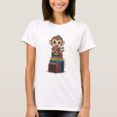 Cute Cartoon Monkey Musician Playing Ukulele Tシャツ (正面)