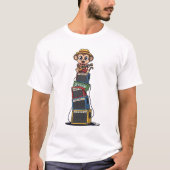 Cute Cartoon Monkey Rocker Playing Ukulele Tシャツ (正面)