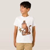 Cute Cartoon Monkey with Banana Funny Animal Tシャツ (正面フル)