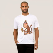 Cute Cartoon Monkey with Banana Funny Animal Tシャツ (正面フル)
