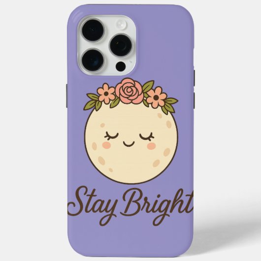 Cute Cartoon Moon with Flower Crown Sticker  Case-Mate iPhoneケース (裏面)