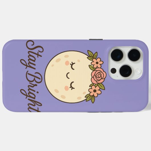 Cute Cartoon Moon with Flower Crown Sticker  Case-Mate iPhoneケース (裏面 (横))