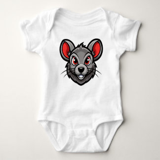 Cute Cartoon Mouse Face Baby T-Shirt  ベビーボディスーツ