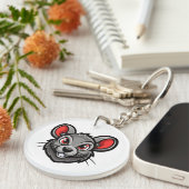 Cute Cartoon Mouse Face Keychain – Adorable Animal キーホルダー (正面右)