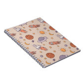 Cute Cartoon Outer Space Seamless Pattern Design ノートブック (右側)