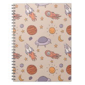 Cute Cartoon Outer Space Seamless Pattern Design ノートブック (正面)