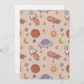Cute Cartoon Outer Space Seamless Pattern Design 招待状 (正面/裏面)
