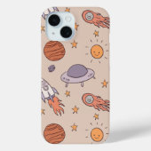 Cute Cartoon Outer Space Seamless Pattern Design Case-Mate iPhoneケース (裏面)