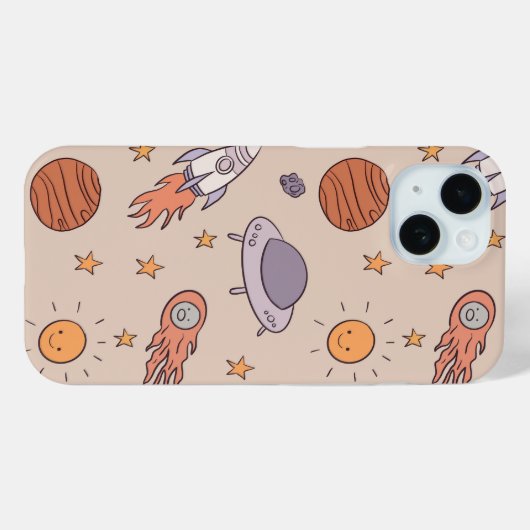 Cute Cartoon Outer Space Seamless Pattern Design Case-Mate iPhoneケース (裏面 (横))