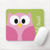 Cute Cartoon Owl - Pink and Lime Green マウスパッド (マウス)