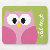 Cute Cartoon Owl - Pink and Lime Green マウスパッド (正面)