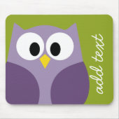Cute Cartoon Owl Purple and Pistachio Custom Name マウスパッド (正面)