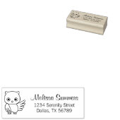 Cute Cartoon Owl Return Address ラバースタンプ (押印)