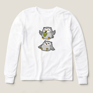 Cute Cartoon Owls Eating Grapes Funny Gray Owl