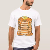 Cute Cartoon Pancake Stack with Smiling Face and S Tシャツ (正面)