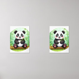 Cute Cartoon Panda on Bamboo Patch