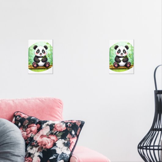 Cute Cartoon Panda on Bamboo Patch (リビング)