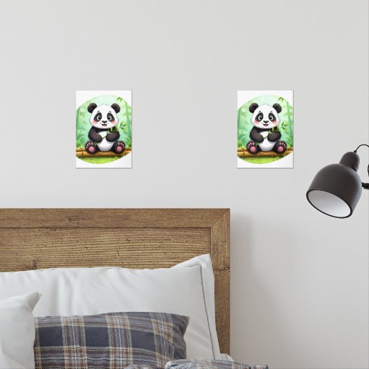 Cute Cartoon Panda on Bamboo Patch (寝室)