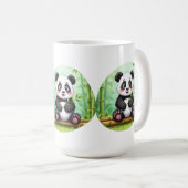 Cute Cartoon Panda on Bamboo Patch コーヒーマグカップ (正面右)