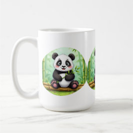 Cute Cartoon Panda on Bamboo Patch コーヒーマグカップ