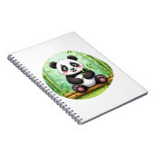 Cute Cartoon Panda on Bamboo Patch ノートブック (右側)