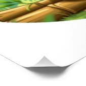 Cute Cartoon Panda on Bamboo Patch ポスター (コーナー)